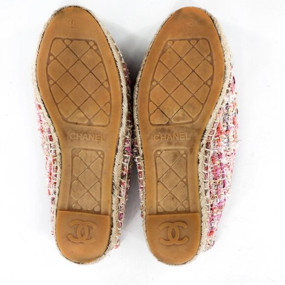 CHANEL Tweed Silver Cap Toe Espadrille Flats - Picture 11 of 12